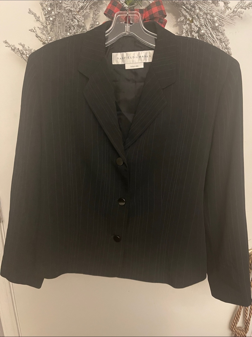 Women's Black Pinstripe Suit Jacket